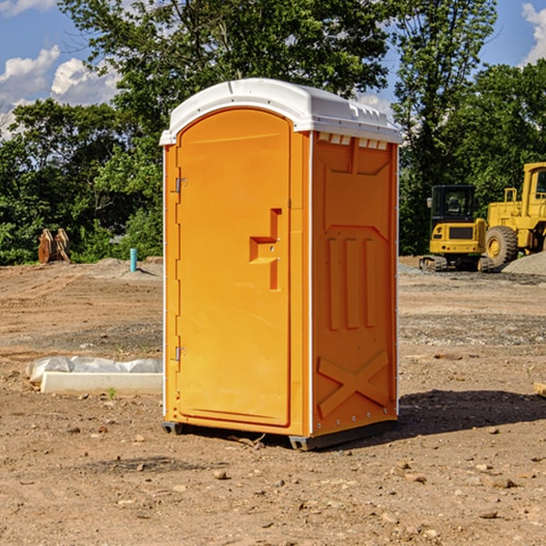 how often are the portable restrooms cleaned and serviced during a rental period in Preston-Potter Hollow